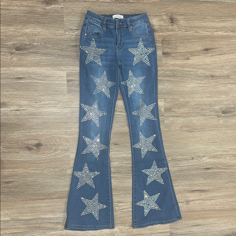 Bling Star-Embellished Women's Flare Jeans